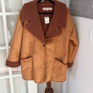 NWT Free People Tan Faux Suede Jacket Size XS